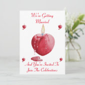 romantische Kerze in rotem Herzen Einladung (Stehend Vorderseite)