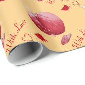 Romantische Kerze mit rotem brennendem Herz Geschenkpapier (Rolleneckpunkt)