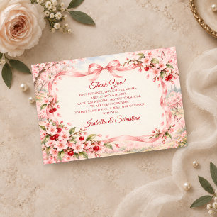 Romantische Kirschblüten-Cocotte-Hochzeit Dankeskarte