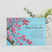 Romantische Kirschblüten Einladung Hochzeit (Stehend Vorderseite)
