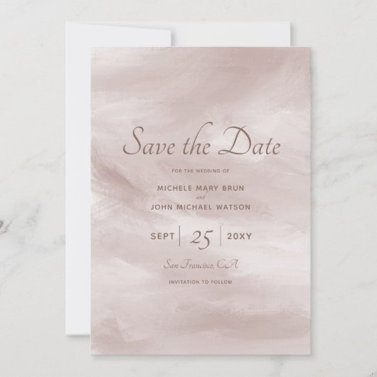 Romantische Klassik Blush Pink Save the Date Karte (Vorderseite)