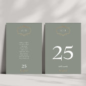 Romantische Klassik-Salbei-Mono-Hochzeit Tischnummer