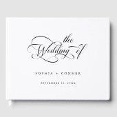 Romantische klassische Kalligrafie Hochzeit Schwar Gästebuch (Vorderseite)