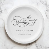 Romantische klassische Kalligrafie Hochzeit Schwar Pappteller