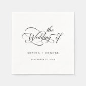 Romantische klassische Kalligrafie Hochzeit Schwar Serviette (Vorderseite)