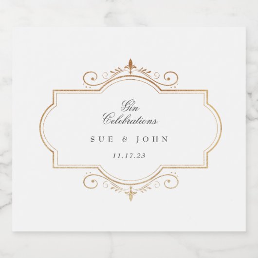 romantische klassische Mono-Hochzeit Alkoholflaschenetikett (Einzelnes Label)