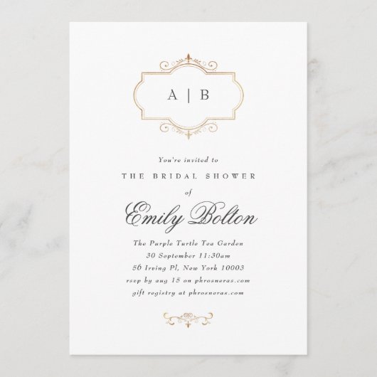 romantische klassische Mono-Hochzeit Einladung (Vorderseite)