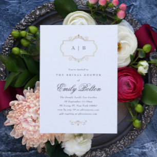 romantische klassische Mono-Hochzeit Einladung