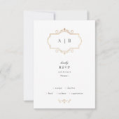 romantische klassische Mono-Hochzeit RSVP Karte (Vorderseite)