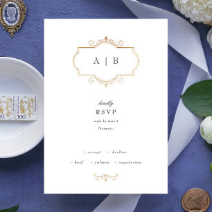 romantische klassische Mono-Hochzeit RSVP Karte