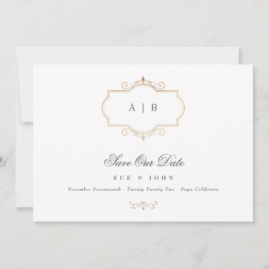 romantische klassische Mono-Hochzeit Save The Date (Vorderseite)