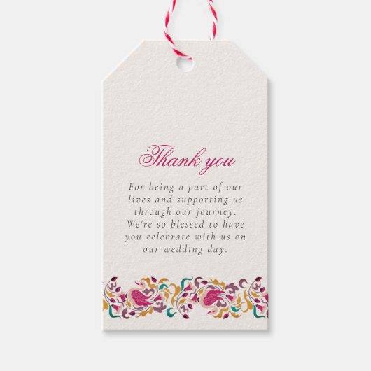 Romantische klassische Pearl Swan Floral Frame Wed Geschenkanhänger (Vorderseite)