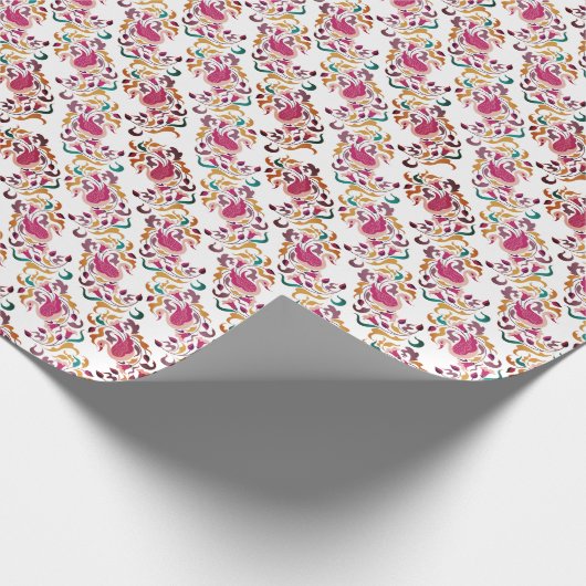 Romantische klassische Pearl Swan Floral Frame Wed Geschenkpapier (Ecke)