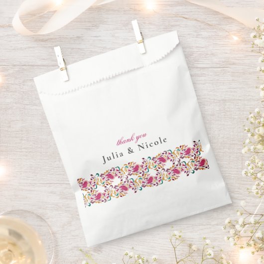 Romantische klassische Pearl Swan Floral Frame Wed Geschenktütchen (Ausgeschnitten)