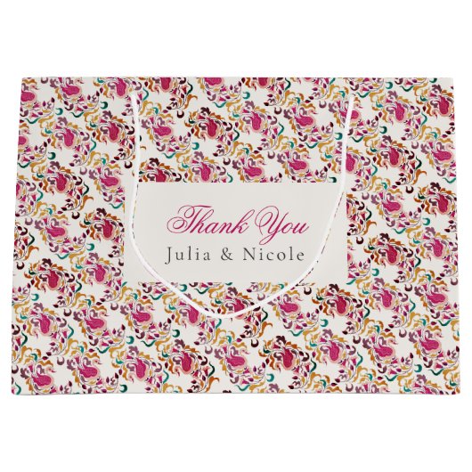 Romantische klassische Pearl Swan Floral Frame Wed Große Geschenktüte (Vorderseite)