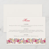 Romantische klassische Pearl Swan Floral Frame Wed Menükarte (Vorne/Hinten)