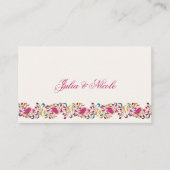 Romantische klassische Pearl Swan Floral Frame Wed Platzkarte (Vorderseite)