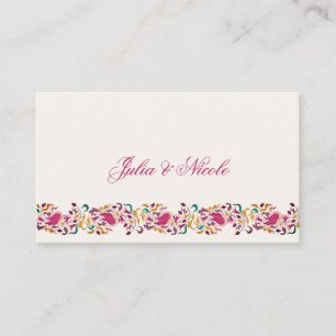 Romantische klassische Pearl Swan Floral Frame Wed Platzkarte