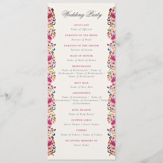 Romantische klassische Pearl Swan Floral Frame Wed Programm (Rückseite)