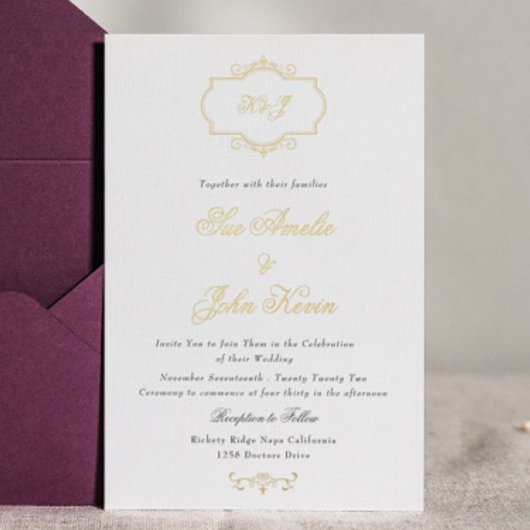 Romantische klassische reale Goldhochzeit Folieneinladung