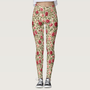 Romantische klassische Rosenreben-Kunst Leggings