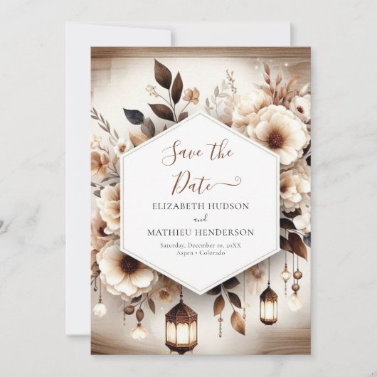 Romantische klassische rustikale Hochzeit Save The Date (Vorderseite)