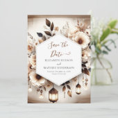 Romantische klassische rustikale Hochzeit Save The Date (Stehend Vorderseite)