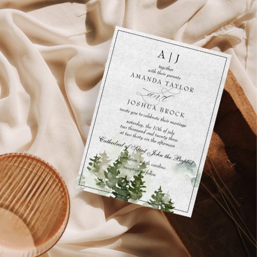 Romantische Klassische Schrift Rustikale Hochzeits Einladung