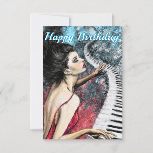 Romantische Klaviermusik Lady in Red Birthday Card (Vorderseite)