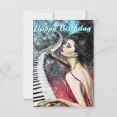 Romantische Klaviermusik Lady in Red Birthday Card (Rückseite)