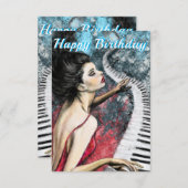 Romantische Klaviermusik Lady in Red Birthday Card (Vorne/Hinten)