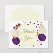 Romantische königliche lila-weiße Blume Gold Dankeskarte (Vorne/Hinten)
