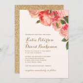 Romantische Korallenbäume auf Goldhochzeit Einladung (Vorne/Hinten)