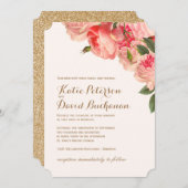 Romantische Korallenbäume auf Goldhochzeit Einladung (Vorne/Hinten)