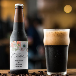 Romantische Korallenhochzeit Bierflaschenetikett