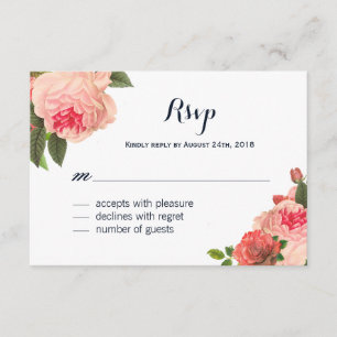 Romantische Korallenpeonie auf RSVP-Karten der Mar RSVP Karte