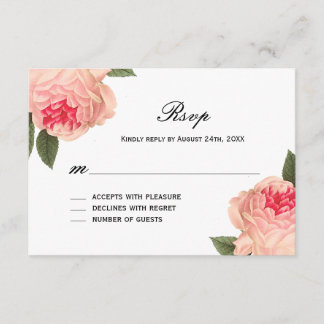 Romantische Korallenpeonie mit Streifen RSVP-Karte RSVP Karte