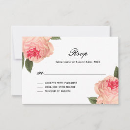 Romantische Korallenpeonie mit Streifen RSVP-Karte RSVP Karte