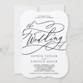 Romantische Kraft-Kalligrafie Blühe die Hochzeit v Einladung