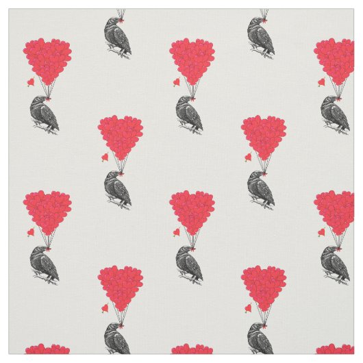 Romantische Krähe und rotes Liebe Stoff (Muster)