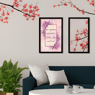 Romantische Krawatte Pink Cherry Blossom Portrait Poster