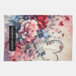 Romantische Küche: Abstrakte Herz-Rose Geschirrtuch