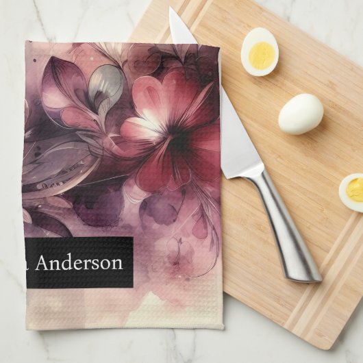 Romantische Küche: Abstrakte Herzschmetterlinge Geschirrtuch (Viertel Falte)