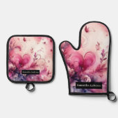 Romantische Küche: Abstraktes Herz Ofenhandschuh & Topflappen-Set (Vorderseite)