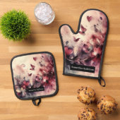 Romantische Küche: Abstraktes Herz Ofenhandschuh & Topflappen-Set (Oben Unten)