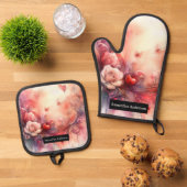 Romantische Küche: Abstraktes Herz Ofenhandschuh & Topflappen-Set (Oben Unten)