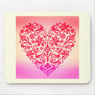 Romantische Kunst des Roten Herzens Mousepad