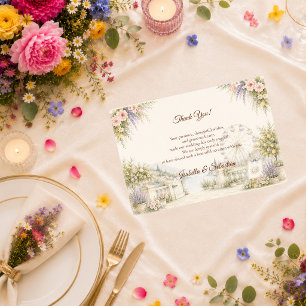 Romantische Küsten-Gartenhochzeit Dankeskarte