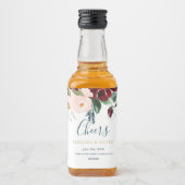 Romantische Labels aus Burgund, Rosa und Mitternac Alkoholflaschenetikett (Vorderseite)