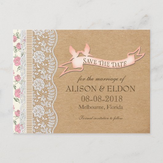 Romantische Lacey Träume mit Blumen Ankündigungspostkarte (Vorderseite)